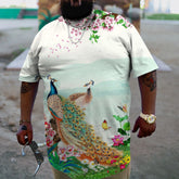 Men's Leaf Colorblock Print Plus Size  T-Shirt